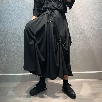 Barbati nou negru profund Yamamoto stil liber tiv asimetric design hip hop street liber casual fusta larga