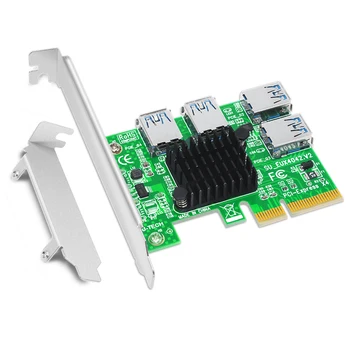  PCI Express Riser Card de 1 la 4 16X PCIe Riser PCI-E 4X 4 USB 3.0 Adaptor Port Card de Multiplicare pentru BTC Miner Bitcoin Miniere NOI