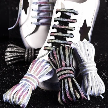  1Pair Reflectorizante șireturi cu Laser sequin Șireturi Pentru Copii și Adulți noapte Întunecată Reflectorizante de Siguranță Șiret Adidas Pantofi cu Șireturi