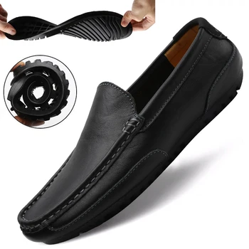  Barbati din piele Pantofi de Lux la Modă 2021 Alunecare Casual la Formale Mocasini Barbati Mocasini italiană Negru de sex Masculin de Conducere Pantofi Adidași