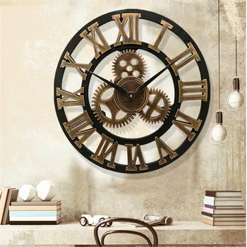  Mare vintage Industriale Gear Ceas de Perete Decorativ Retro LEI ceasuri de Perete Epoca Industrială, Stil de Decorare Camera de zi Decor de Perete