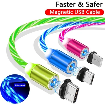  1m Magnetic de încărcare Telefon Mobil Cablu USB de Tip C Flux Luminos Iluminare Date de Sârmă pentru Samsung Huawei LED Micro Cablu