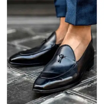  Mocasini Barbati Pantofi PU Solid de Culoare Moda Clasic de Afaceri Petrecere Casual de zi cu Zi Deget de la picior Pătrat Curea Subțire Rochie Eleganta de Pantofi CP202