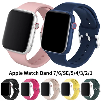  Curea Silicon moale pentru Apple Watch 45mm 41mm 44mm 40mm 42mm 38mm Inteligent Watchband Bratara iWatch Series7 Se 6 5 4 32 Sport Band