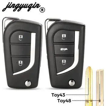  jingyuqin 2/3 Butoane Pentru Toyota Corolla, RAV4 Înainte de 2013 de la Distanță Flip Pliere Cheie Auto Shell Caz Toy43 Toy48 Lama de Înlocuire
