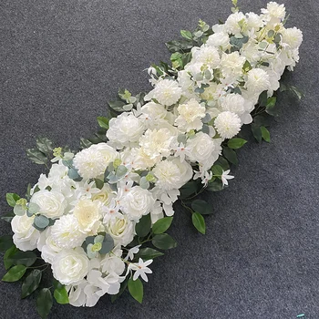  100cm Alb Personalizat Mătase Artificială Flori de Nunta Aranjament de Perete Consumabile Bujor Rând Decor Romantic DIY Arc de Fier Fundal