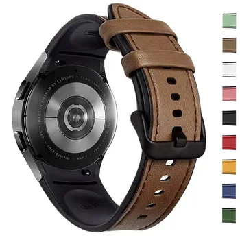  Curea din piele Pentru Samsung Galaxy Watch 4 classic 46mm 42mm 44mm 40mm Fără Goluri de Silicon+Bratara din Piele correa Galaxy Watch4 Trupa