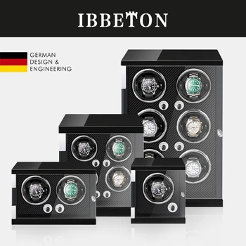  IBBETON de Lux Automatic Watch Winder Mabuchi mut motor 1 2 4 6 Lemn Verticale Quad Rotator cu AC Putere cutie de ceas, Lumini cu LED-uri
