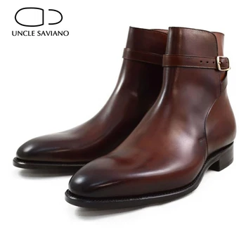  Unchiul Saviano Chelsea Din Piele Lucrate Manual De Iarna Cizme De Mens Pantofi Adauga Catifea De Muncă De Bază Cizme Designer De Moda Mare Sus Pantofi Pentru Bărbați
