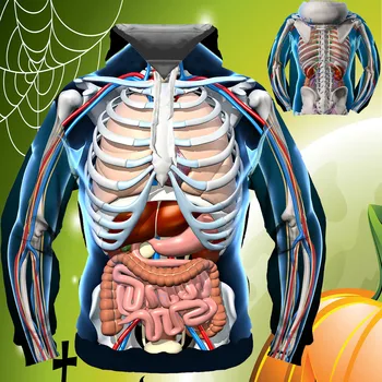  Mens de Moda de Halloween Hanorac de Groază Umană Anatomie 3d Imprimate Tricou Hip Hop Amuzant Cosplay Hanorace
