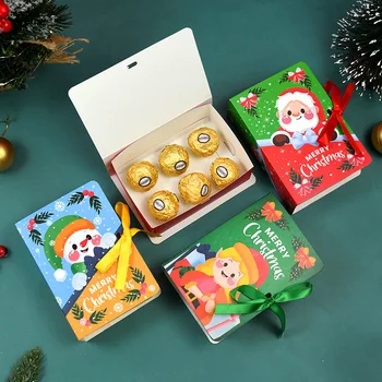  5pcs Forma de Carte de Crăciun Hârtie de Cadou, Cutii de Alimente Cookie-uri Bomboane Ambalare Cutie Nou Anul 2023 Copii Favoruri Sac Noel Decoratiuni