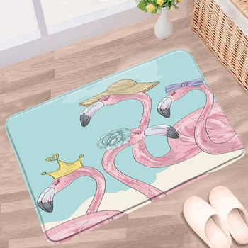  Preș de Desene animate Covor Roz Flamingo Acasă Covorase Baie Covor de Toaletă Picior pad Anti-Alunecare Mat Bucătărie Interior Dormitor Poarta Utilizare