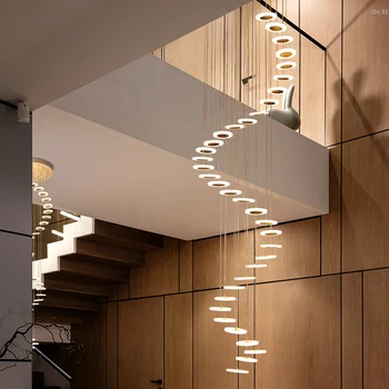  Candelabru Modern, minimalist, duplex, etaj sala de moda atmosferă Nordic living lampa villa scară în spirală lungă perioadă de agățat