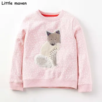  Puțin maven copii marca baby girl haine de toamna design nou fetele topuri de bumbac roz vulpe gri print t shirt