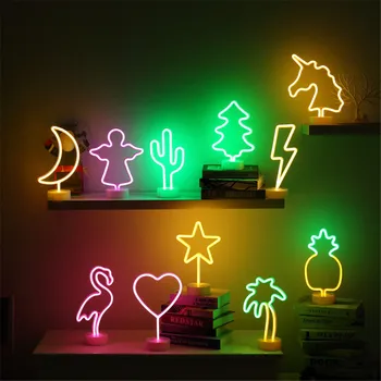  LED Neon Lumina de Noapte Cu Baza Înger Cactus Model de Iluminat, Ornamente Pentru Casa Dormitor Noptieră Decor de Crăciun Cadou Lampa