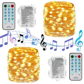  Sunet Activat LED-uri de Muzică Șir de Lumini 5M 10M 12 Moduri Impermeabil Sârmă de Cupru Sclipire Șir de Lumini Pentru Petrecerea de Crăciun de Nunta
