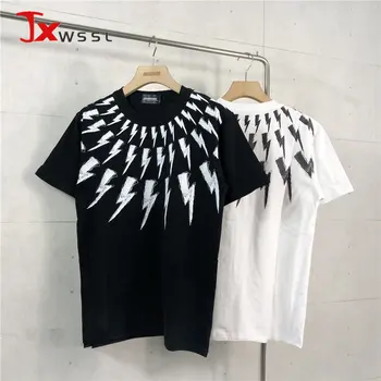  Supradimensionat tricou bărbați Și Femei, Moda de Vara Schita Alb-Negru Fulger Pierde T Shirt Streetwear Casual Tee Cuplu Maxim