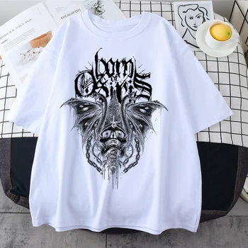  Supradimensionate pentru Femei Tricou Alb Gotic T-shirt Strada Îmbrăcăminte coreeană Val Rece Cuplu Ridicat Maneca Scurta Negru Streetweaar Topuri