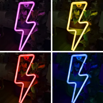  LED Neon Lumina de Noapte Semn Fulgere în Formă de Semn de Neon Fulmination Lumina Xmas Cadou de Ziua de Arta de Perete Semn Petrecere Acasă Decor de Vacanță