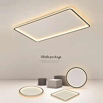  Minimalist, Ultra-subțire Led Lustre Moderne Pătrat Rotund Camera de zi Dormitor Lampa de Iluminat Alb Negru Luciu Lumini Plafon
