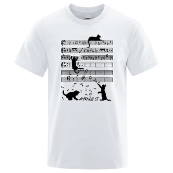  Bumbac Tricou Imprimat Pisica se Joaca cu Ciomege Funny T-shirt pentru Barbati Vara Maneca Scurta Top Tee Camasi Casual de Bază Mens T-shirt