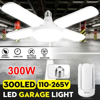  LED Lumini de Garaj Pliabil E27 Bec 4 Reglabil Paletele Ventilatorului Deformabile Atelier Depozit de Iluminat de Tavan 6500K AC110-265V