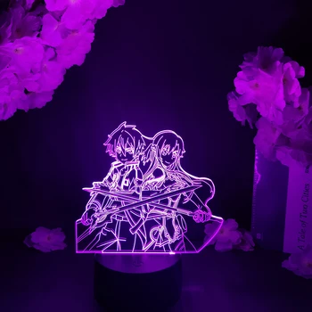  KIRITO Si ASUNA CONDUS Anime Lampa Sabie de Arta On-line Figurina Lumina de Noapte LED-uri Senzor Touch Control Culoare Schimbare Manga Prieteni Cadou