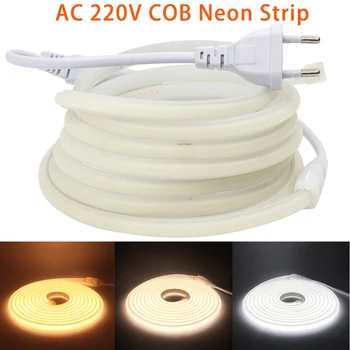  220V Neon Banda Luces Led Neon Lumini de Înaltă Densitate 288LEDs/m COB Benzi de Silicon rezistent la apa Tub de Lampă Flexibil FOB Panglică
