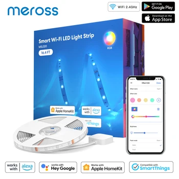 Meross Smart LED Strip Lumina RGB Banda WiFi Flexibil Lumina Lămpii TV cu Ecran Înapoi de Iluminat Funcționează cu HomeKit Alexa Google Acasa 5M