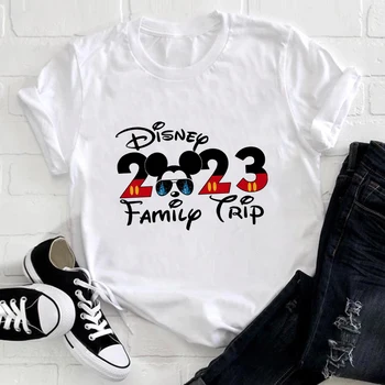  Disney 2023 Excursie de Familie Tricou Femei Mickey Mouse Moda Disneyland Casual Vacanță Mama Haine pentru Copii T-shirt Transport Gratuit