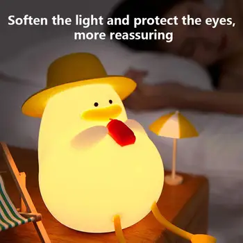  Drăguț Rață Lumina de Noapte 3-nivelul de Luminozitate Ajustare Culoare Schimbare Calendarul de Protecție a Ochilor Copii care Dorm Lampa