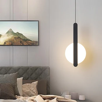  Nordic CONDUS de Metal Pandantiv Lumina cu Nuante Acrilice Modern Alb-Negru Rotund Lampă de Agățat pentru Camera de zi Dormitor Bucatarie