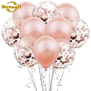  10buc 12 inch rose de aur confetti baloane set transparent, sclipici aur baloane latex, baloane copii, petrecere de nunta de decorare