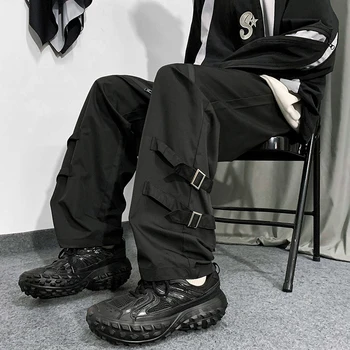  Drept-picior Mare Stradă pentru Bărbați Pantaloni Casual Harajuku Masculin Brand de Streetwear Pantaloni de Moda Hip Hop Pantaloni de Marfă