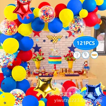  121Pcs Carnaval Circ Ghirlanda Baloane Roșu Albastru Galben Confetti Balon Arc Lanț pentru Copil de Dus la Petrecerea de Ziua Decor Supplie