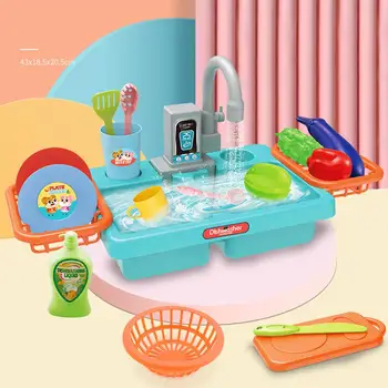  Copiii Simulare Chiuveta De Bucatarie Jucarii Automate De Spălat Vase Cu Apă Curentă Rol Pretinde Joc Jucarii Set Jucarii Pentru Fete Baieti