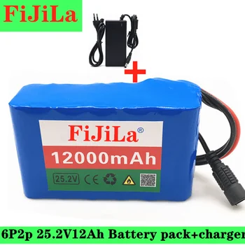  6s2p 24V 12.0 Ah 18650 litiu-ion baterie pack 25.2 v 12000mAh biciclete electrice moped litiu-ion baterie pack cu BMS + incarcator