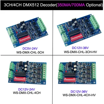  Curent Constant 3CH 4 CANALE DMX512 Decodor RGB RGBW LED-uri Controler 350MA/700MA DMX Dimmer 5V 12V 24V 36V Pentru LED-uri de Lumină / Lampă de șirag de mărgele