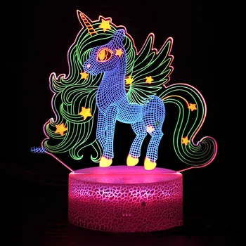  3D Unicorn Iluzie Lampa 3D Lumini de Noapte 3 Placa Acril Touch Control Led Masă Lampă Unicorn Cadouri pentru Copii Decor Dormitor pentru Copii