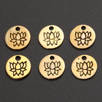  50pcs Aur Culoare Floare de Lotus Farmec Pandantive Bijuterii DIY Brățară Colier de 8mm A1996
