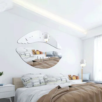  Buze MARI Oglindă de Perete Autocolante DIY TV 3D Canapea Dormitor Fundal Îndepărtat Aplici Living Art PVC Autocolante Murale