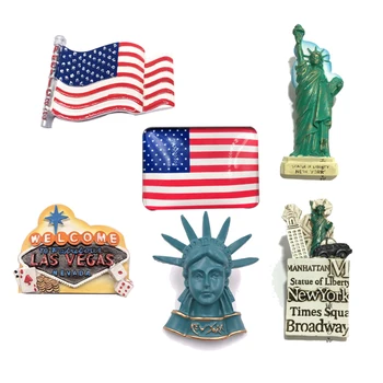  Rășină Magnet de Frigider Drapelul Statelor Unite ale americii New York Suveniruri Turistice Empire state Building, Statuia Libertății magneți de Frigider Autocolante