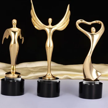  Creative Negru Cristal Trofeu Figurine Acasă Statuie Meserii Placat Cu Aur, Trofeu Oscar Sculpturi Accesorii Living Ornamente
