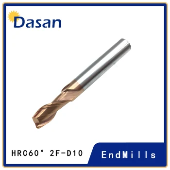  1 buc 10mm End MiLLS D10*75L 100L 150L 2F Tungsten din oțel end mill 2 Fluiere HRC60 Spirală Biți CNC End Mill Router Biți
