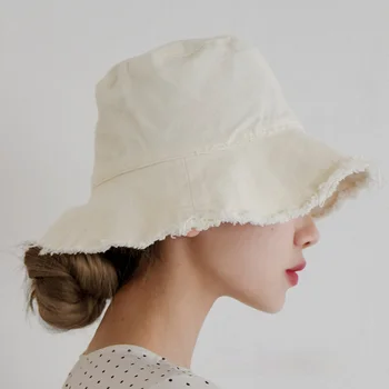  Primavara-Vara Ciucure Cozoroc Pălărie Găleată Femei Din Bumbac Pliabil Portabil Beach Turism Capac Doamnelor În Aer Liber Panama Capace De Pălării De Soare