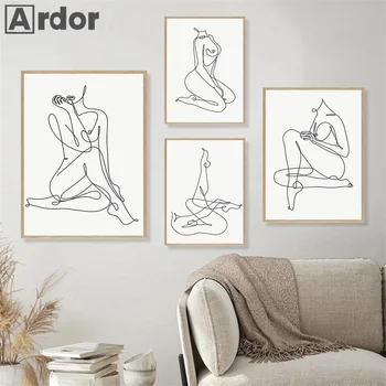  Corp Femeie Nud Linie De Desen De Perete De Arta Canvas Tablou Abstract Imagini De Sex Feminin Nordic Printuri Poster Minimalist Living Decorul Camerei