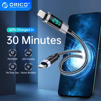  ORICO Iphone Cablu Usb de Tip C Cablu de Încărcare Rapidă Încărcător, Cablul de Sârmă LED Display Digital Cablu USB pentru Xiaomi Iphone 13 Pro Max