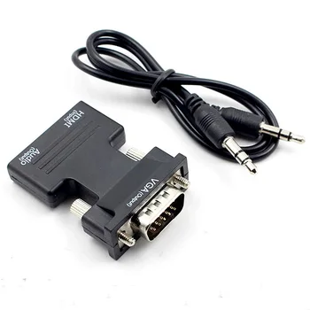  Compatibil HDMI Convertor VGA cu Cablu Audio de 3,5 mm pentru PS4, PC, Laptop, Monitor TV Proiector HD 1080P de sex Feminin La VGA de sex Masculin se Adapteze
