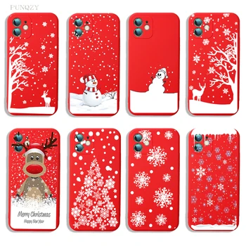  PUNQZY Crăciun Fericit Roșu Moale TPU Caz de Telefon Pentru iPhone 14 11 12 13 PRO MAX XR XS 7 PLUS Moș Crăciun Pom de Crăciun Elan Acoperi