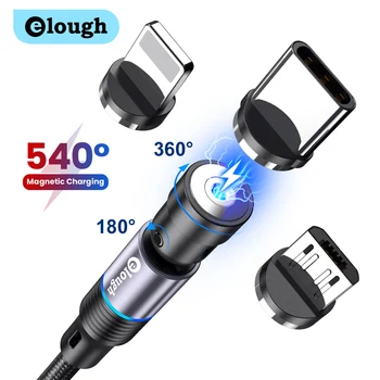  Elough 540 de Grade de Rotație Magnetică Cablu Micro USB de Tip C 2.4 O Încărcare Rapidă de Sârmă Pentru Xiaomi iPhone Huawei Încărcare Cablu de 2m 1m
